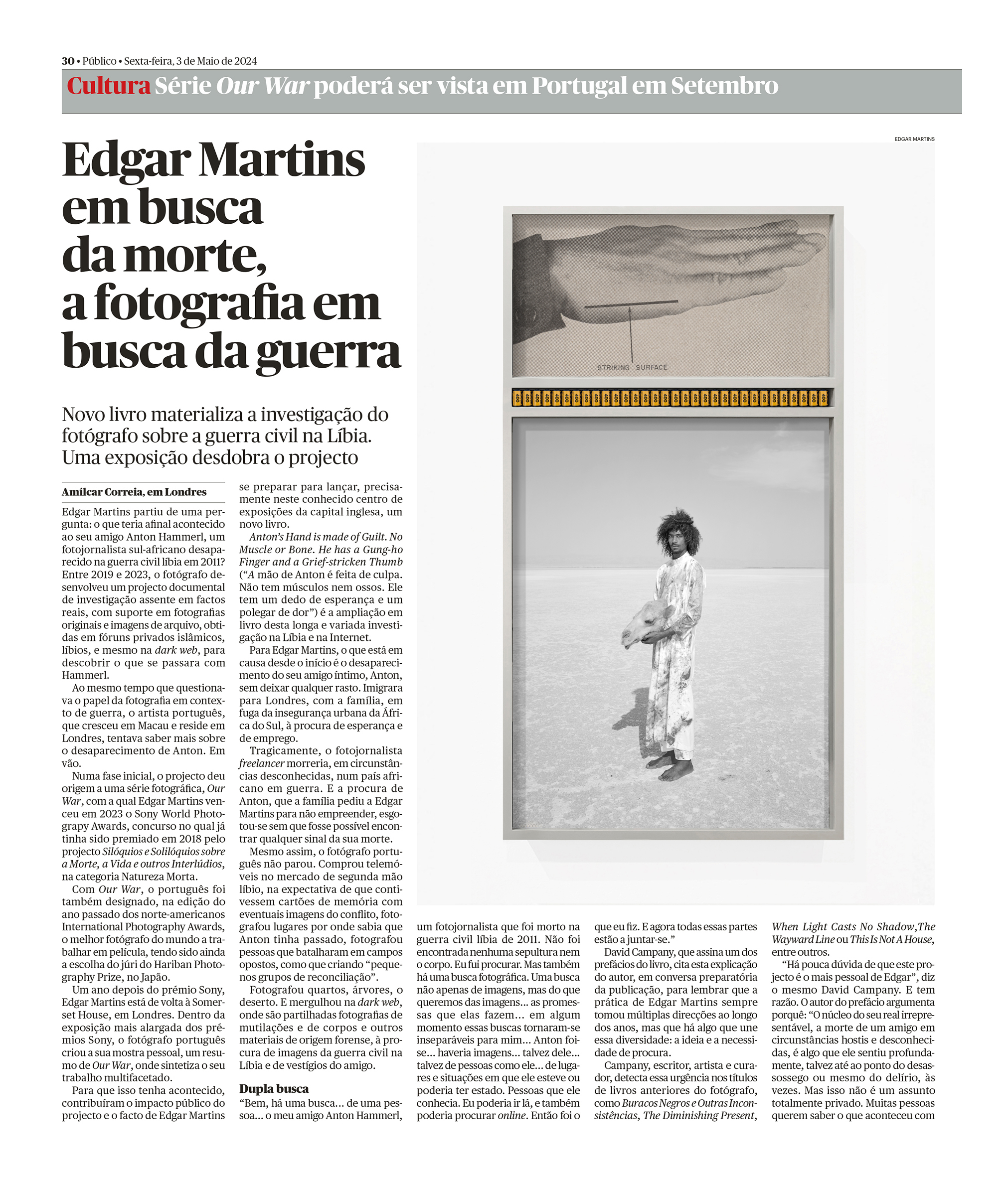Edgar Martins is interviewed by O Público